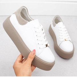 Chaussures de sport en cuir blanches Filippo DP6119 pour femmes sur la plateforme