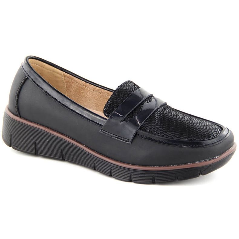 Chaussures femme en cuir, mocassins compensés, noir Filippo DP6455 le noir