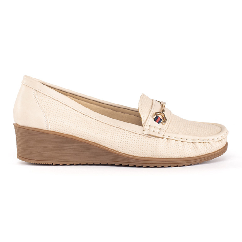 Mocassins compensés crème beige
