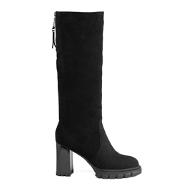 Bottines à talons en daim noir le noir