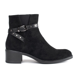 Bottines à talons bas en daim noir par Sergio Leone le noir