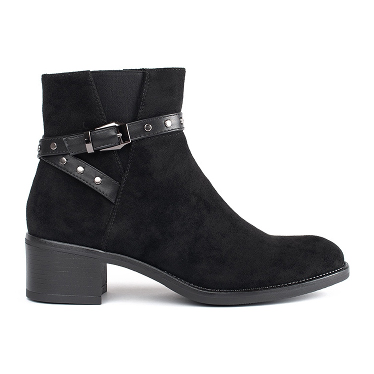 Bottines à talons bas en daim noir par Sergio Leone le noir