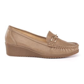 Mocassins femme beiges à boucle Mocassins femme beiges à boucle