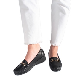 Mocassins femme noirs à boucle le noir