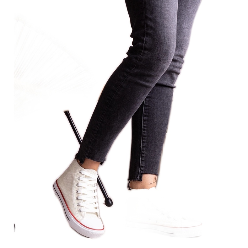 Baskets montantes blanches en mesh brillant par Ranifali