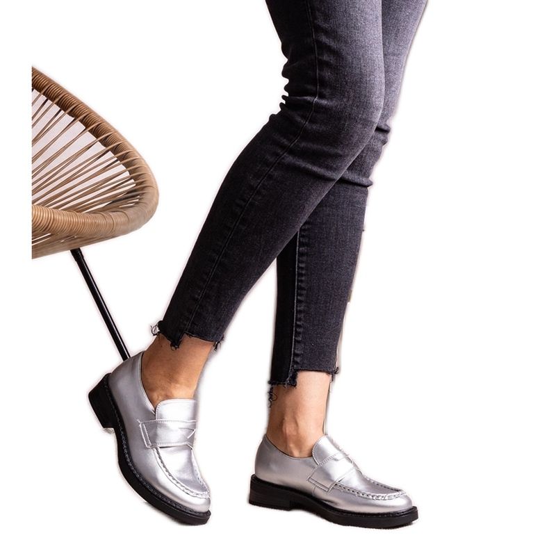 Mocassins élégants Élodie argentés