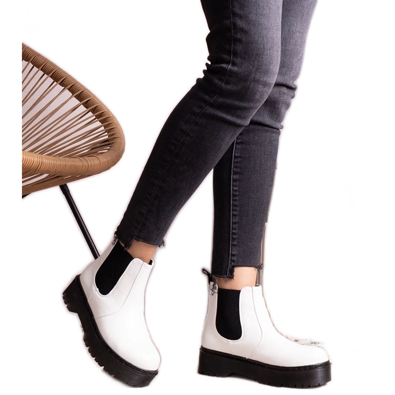 Bottines à plateforme blanches par Lessaya
