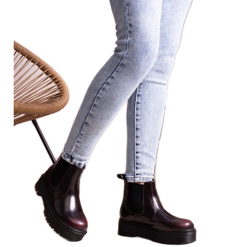 Bottines plateforme bordeaux par Lessaya rouge Bottines plateforme bordeaux par Lessaya rouge