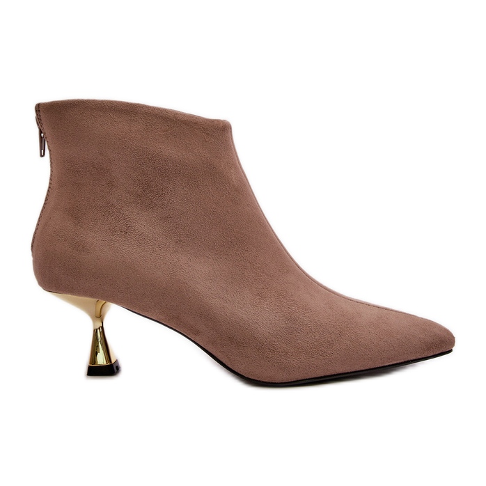 Bottes à talons hauts pour femmes, éco-suède, beige foncé Terlena Bottes à talons hauts pour femmes, éco-suède, beige foncé Terlena