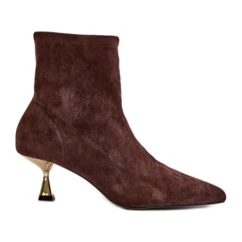 Bottes Pour Femmes Sur Un Talon Haut En Daim Écologique Avec Bouts Pointus Marron Irithare brun