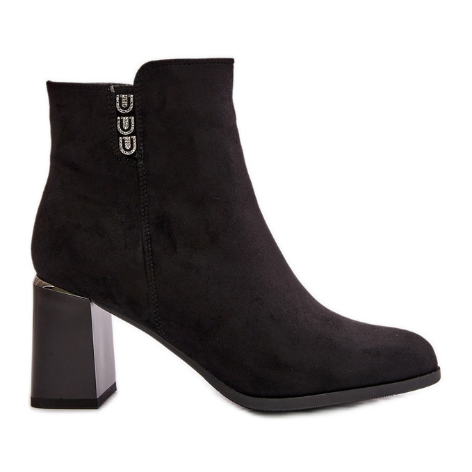 Bottes isolées en daim écologique pour femmes, à talon haut, fermées par une fermeture éclair, noir Erillia le noir