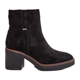 Bottines Femme À Talon Haut Isolées Eco Daim Noir Arkesia