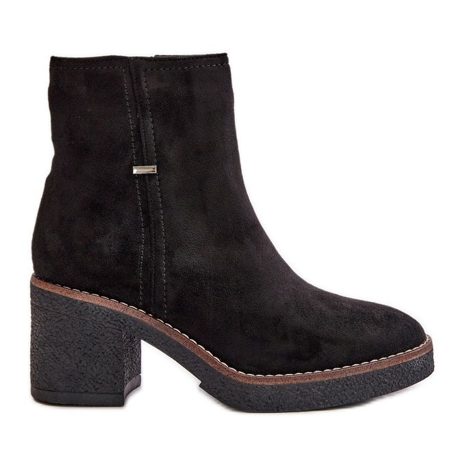 Bottines Femme À Talon Haut Isolées Eco Daim Noir Arkesia le noir