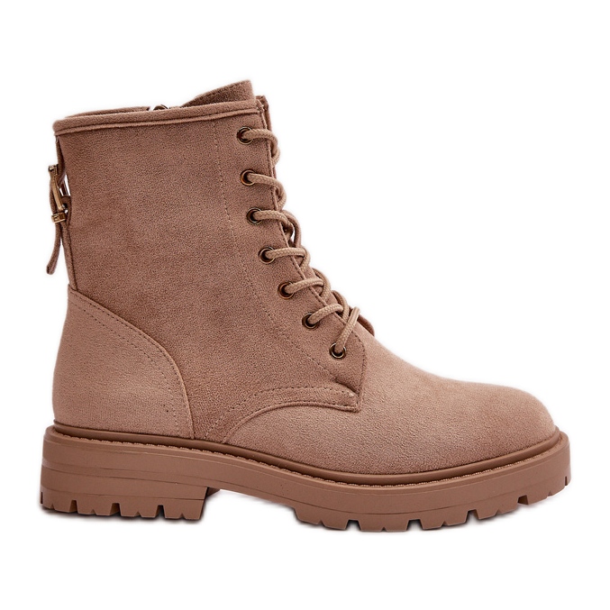 Bottes de travail pour femmes, chaudes, zippées, éco-suède, beige Mardia Bottes de travail pour femmes, chaudes, zippées, éco-suède, beige Mardia