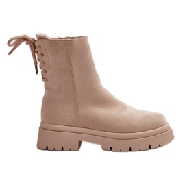 Bottines à talons plats en daim Lakyta beiges