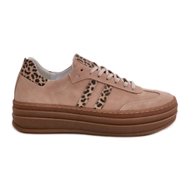 Zazoo N1068S4 Baskets en daim pour femmes sur la plateforme Léopard Rose