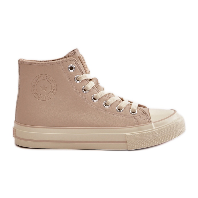 Baskets isolées pour femmes en cuir écologique beige Big Star OO274934