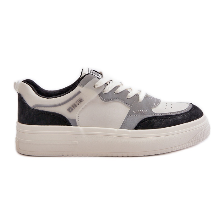 Baskets basses pour femmes en cuir écologique Big Star OO274028 blanc et gris blanche