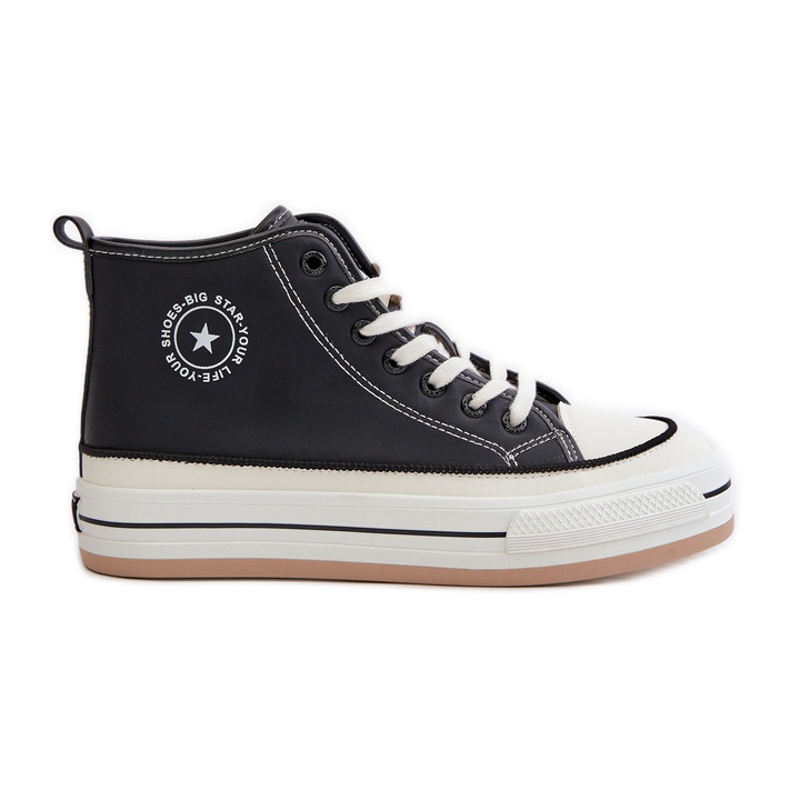 Baskets isolées pour femmes sur la plateforme en cuir écologique Big Star OO274062 noir le noir