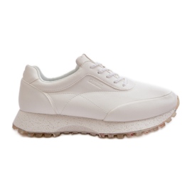Baskets pour femmes chaussures de sport en cuir écologique Big Star OO274023 Hi-Poly System blanc