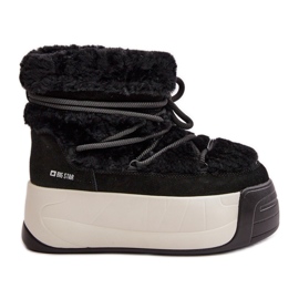 Bottes de neige pour femmes en cuir sur semelle épaisse avec fourrure Big Star OO274A206 noir