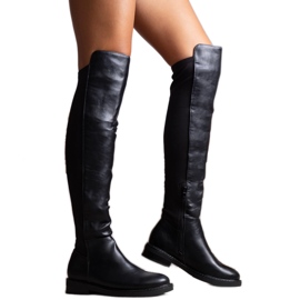 Bottes longues noires en cuir écologique Polmapina
