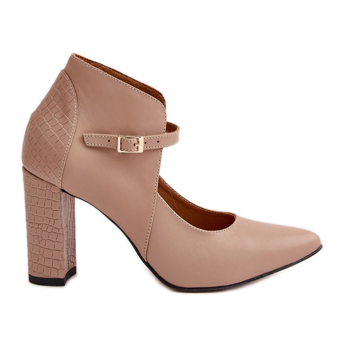 Escarpins en cuir à bouts pointus sur talon haut Beige Laura Messi 2832 Escarpins en cuir à bouts pointus sur talon haut Beige Laura Messi 2832