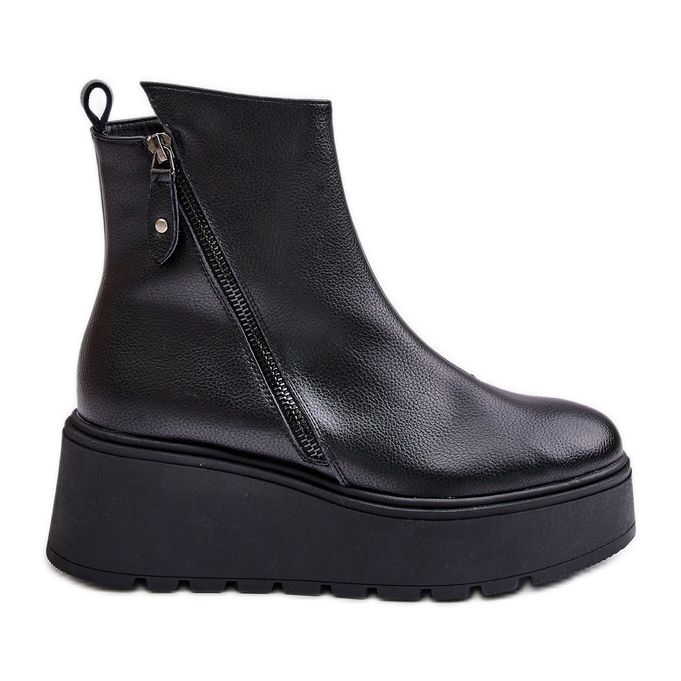 Bottes Femme Isolées Sur Compensée Et Plateforme, Cuir Naturel, Noir Vinceza 58340 le noir