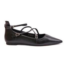 Ballerines pour femmes à bouts pointus et bretelles entrelacées, Black Violra noir