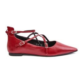 Ballerines pour femmes à bouts pointus et bretelles entrelacées, bordeaux Violra rouge Ballerines pour femmes à bouts pointus et bretelles entrelacées, bordeaux Violra rouge