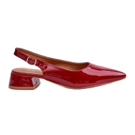 Ballerines en cuir verni sur talons bas à bouts pointus Anarinne rouge Ballerines en cuir verni sur talons bas à bouts pointus Anarinne rouge