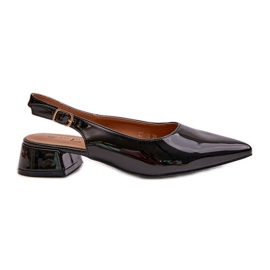 Ballerines Anarinne noires vernies à talons bas et bouts pointus le noir