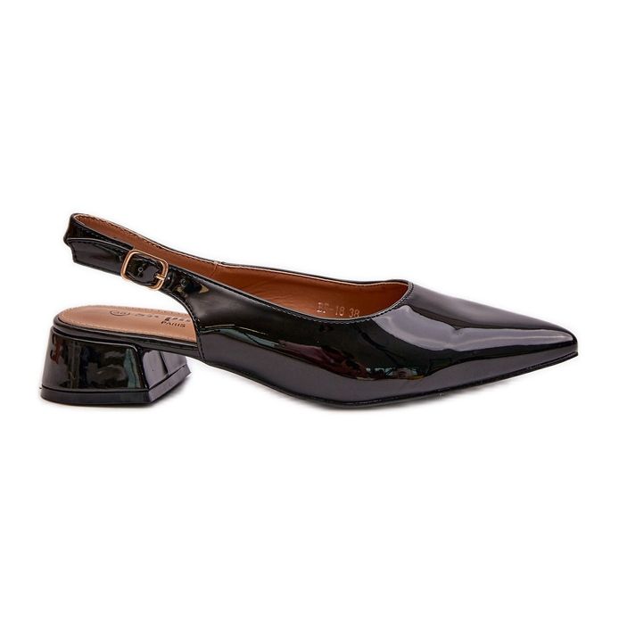 Ballerines Anarinne noires vernies à talons bas et bouts pointus le noir