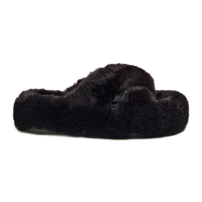 Chaussons Femme Fourrure Semelle Épaisse, Noir Lavitera le noir