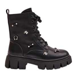 Bottes de travail pour femmes avec décorations, cuir écologique, Cadenilla noire le noir Bottes de travail pour femmes avec décorations, cuir écologique, Cadenilla noire le noir