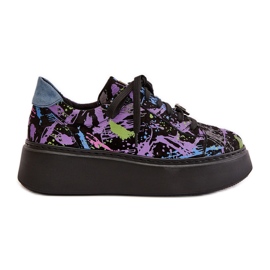 Chaussures de Sport en Cuir à Plateforme Maciejka 06191-05 Violet le noir