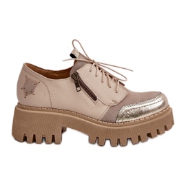 Chaussures pour femmes en cuir naturel beige Maciejka 06177-04