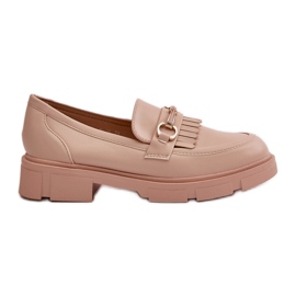 Mocassins Pour Femmes Avec Décoration En Cuir Beige Tialorae