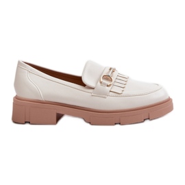 Mocassins pour femmes avec décoration en cuir écologique, blanc Tialorae blanche