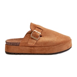 Sabots Plateforme Femme Boucle Dorée Camel Terilaina brun