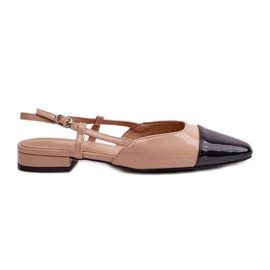 Ballerines vernies beiges à talons ouverts, Beige Kairael