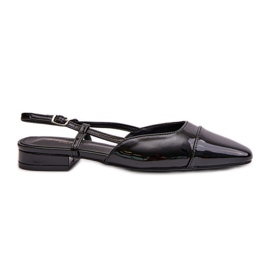 Ballerines noires vernies Kairael à talons bas et talon ouvert le noir