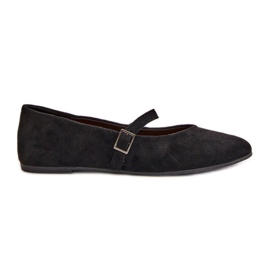 Ballerines plates noires en daim écologique avec sangle Tirilina le noir