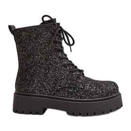 Bottes Worker Isolées Femme Ornées De Paillettes, Noir Liatheine le noir