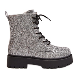 Bottes Worker Isolées Femme Ornées De Paillettes, Argent Liatheine