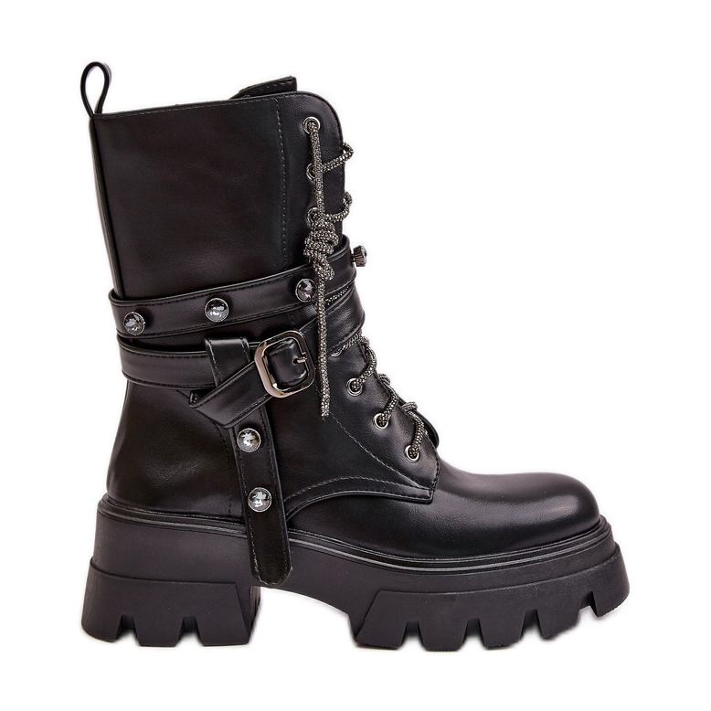 Bottes Worker Isolées À Lanières Pour Femme Noir Berivana le noir