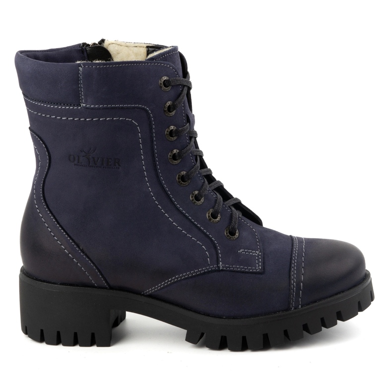 Olivier Bottes en cuir pour femmes, bottes d'hiver isolées, 272BB, bleu marine