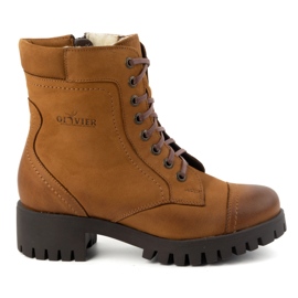 Olivier Bottes en cuir pour femmes, bottes d'hiver isolées, 272BB, marron brun