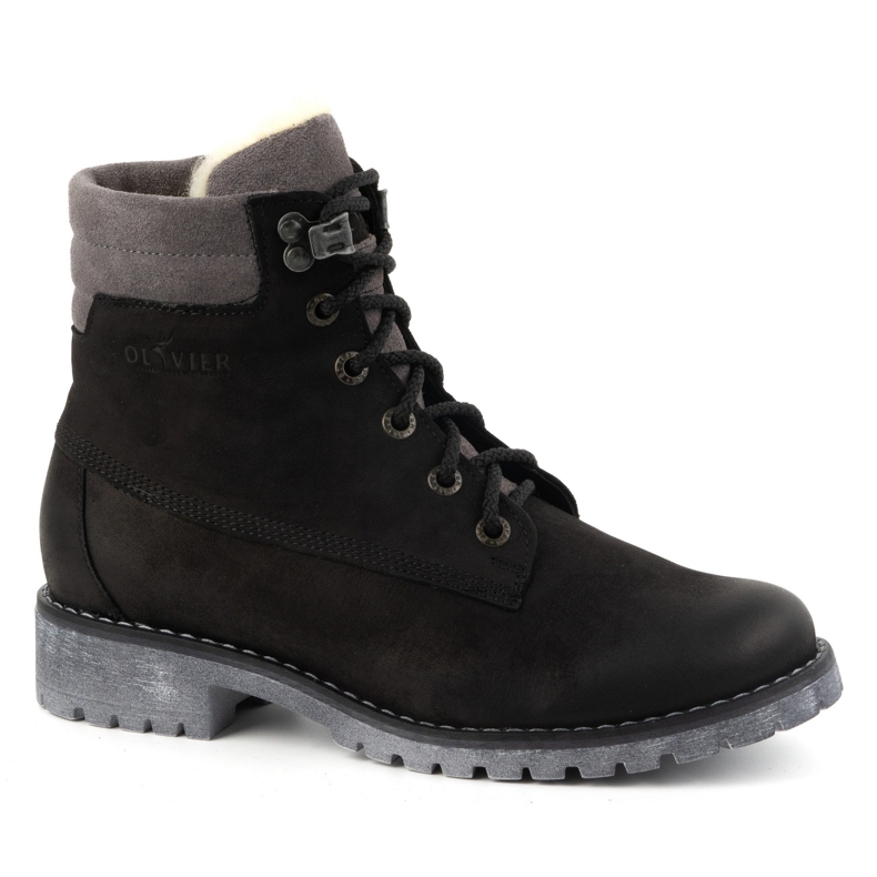 Olivier Bottes en cuir pour femmes, bottes d'hiver isolées, 365BB, noires le noir