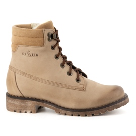 Olivier Bottes en cuir pour femmes, bottes d'hiver isolées, 365BB, beige Olivier Bottes en cuir pour femmes, bottes d'hiver isolées, 365BB, beige